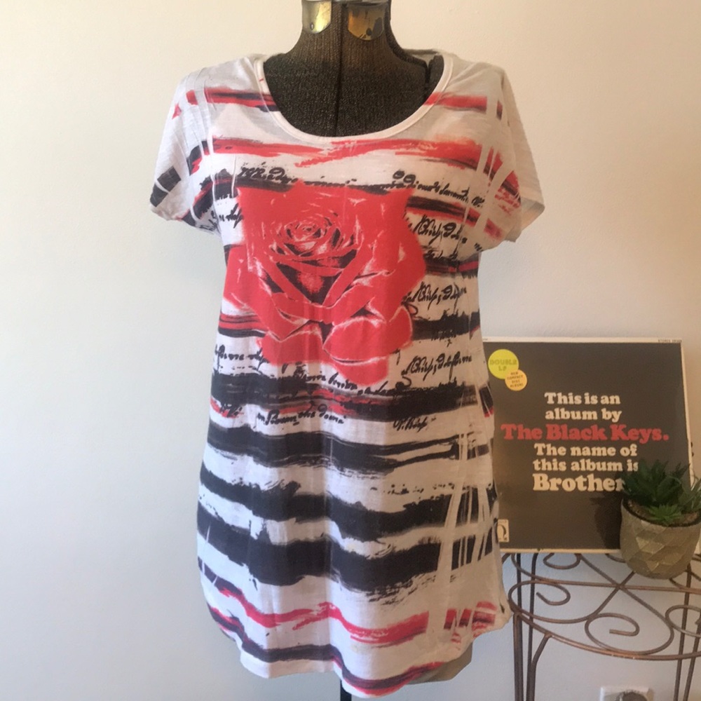 Francesa’s Tunic Top Punk Rock Red Rose Sz Med